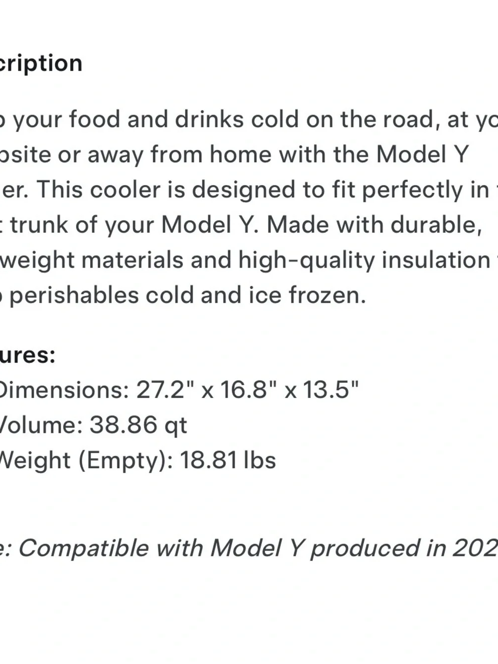 Tesla model Y cooler new in box
